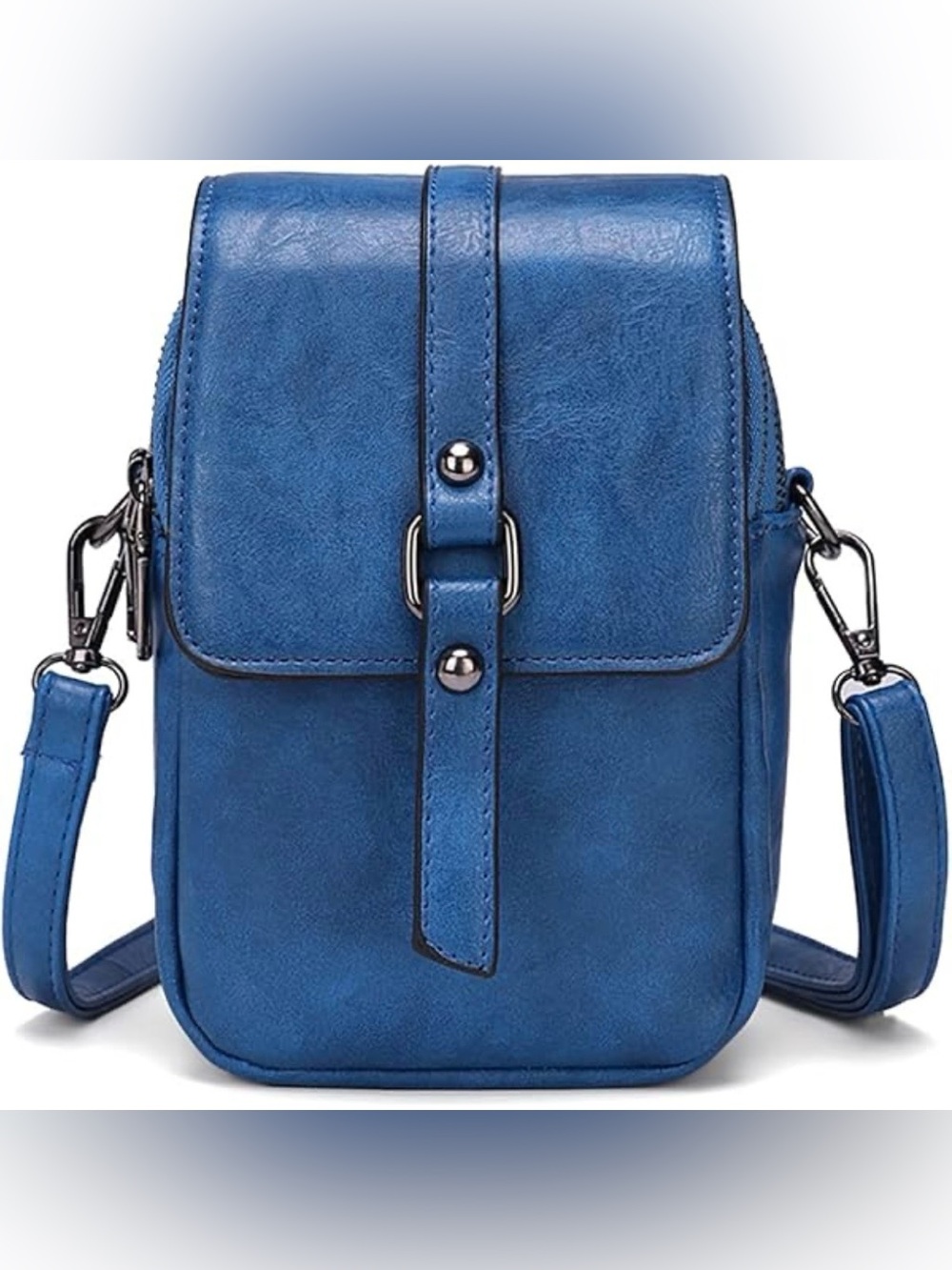 Blue Faux-Leather Crossbody bag
